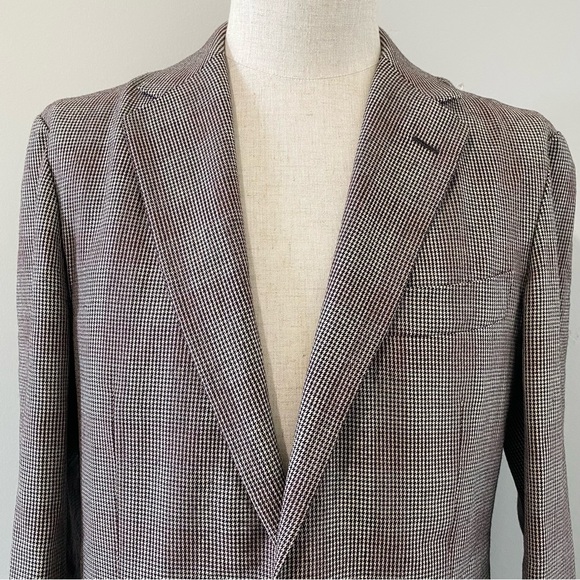 United Arrows men's tan & red "shadow" check flannel blazer, JP 44 (US 34S) - Picture 4 of 12